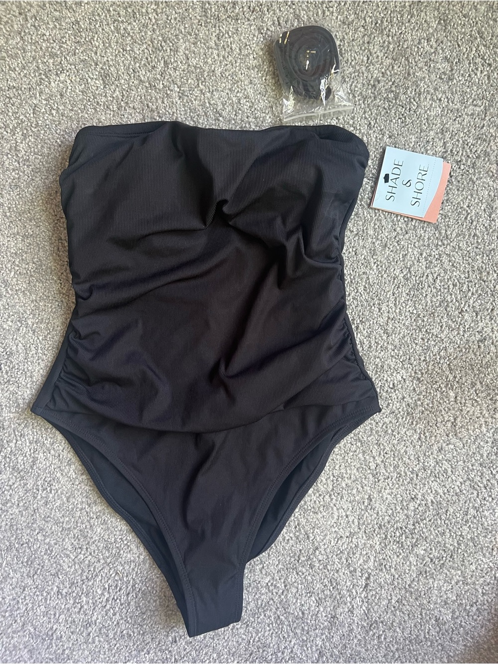 Shade & Shore Black Strapless Bandeau Swimsuit Top